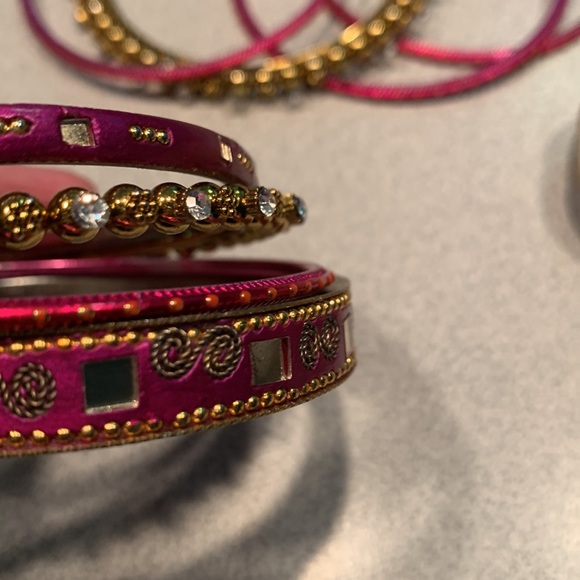 25 Gorgeous Pink and Gold Stone and Chain Embellished Bracelets Bali Style - Picture 6 of 9